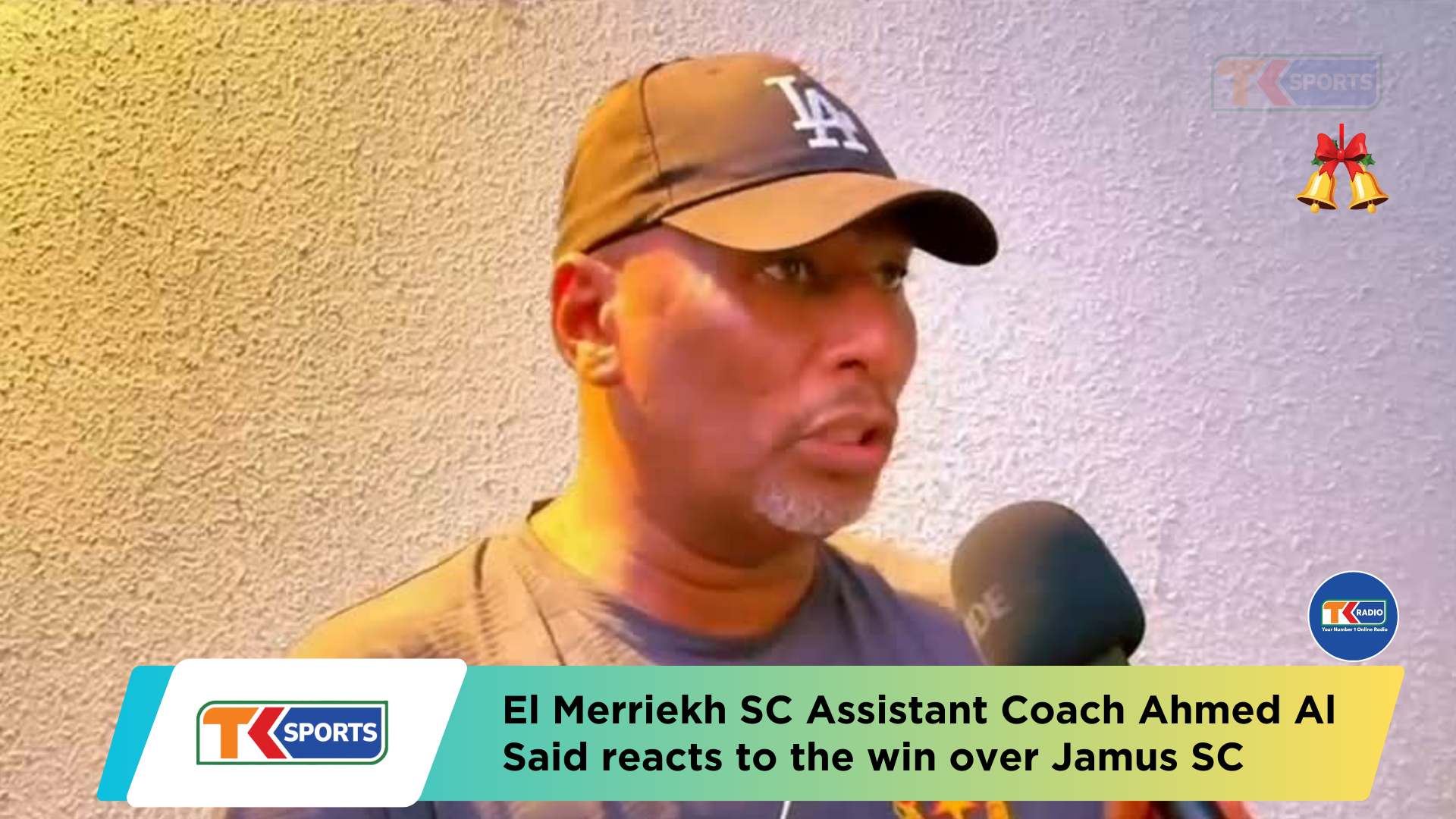 El Merriekh SC Assistant Coach Ahmed Al Said reacts to the win over Jamus SC