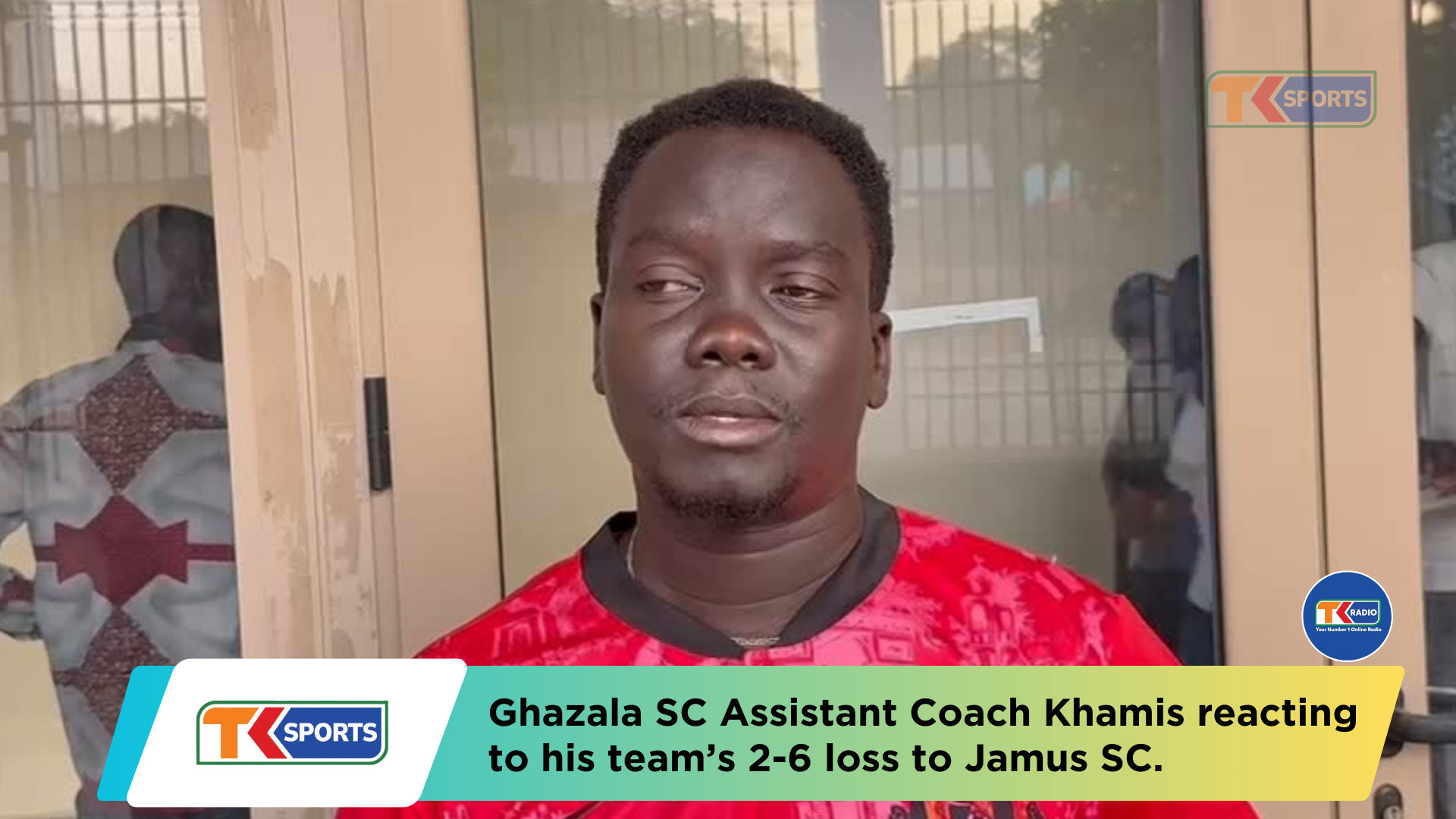 Ghazala SC Assistant Coach Khamis reacting to his team’s 2-6 loss to Jamus SC.