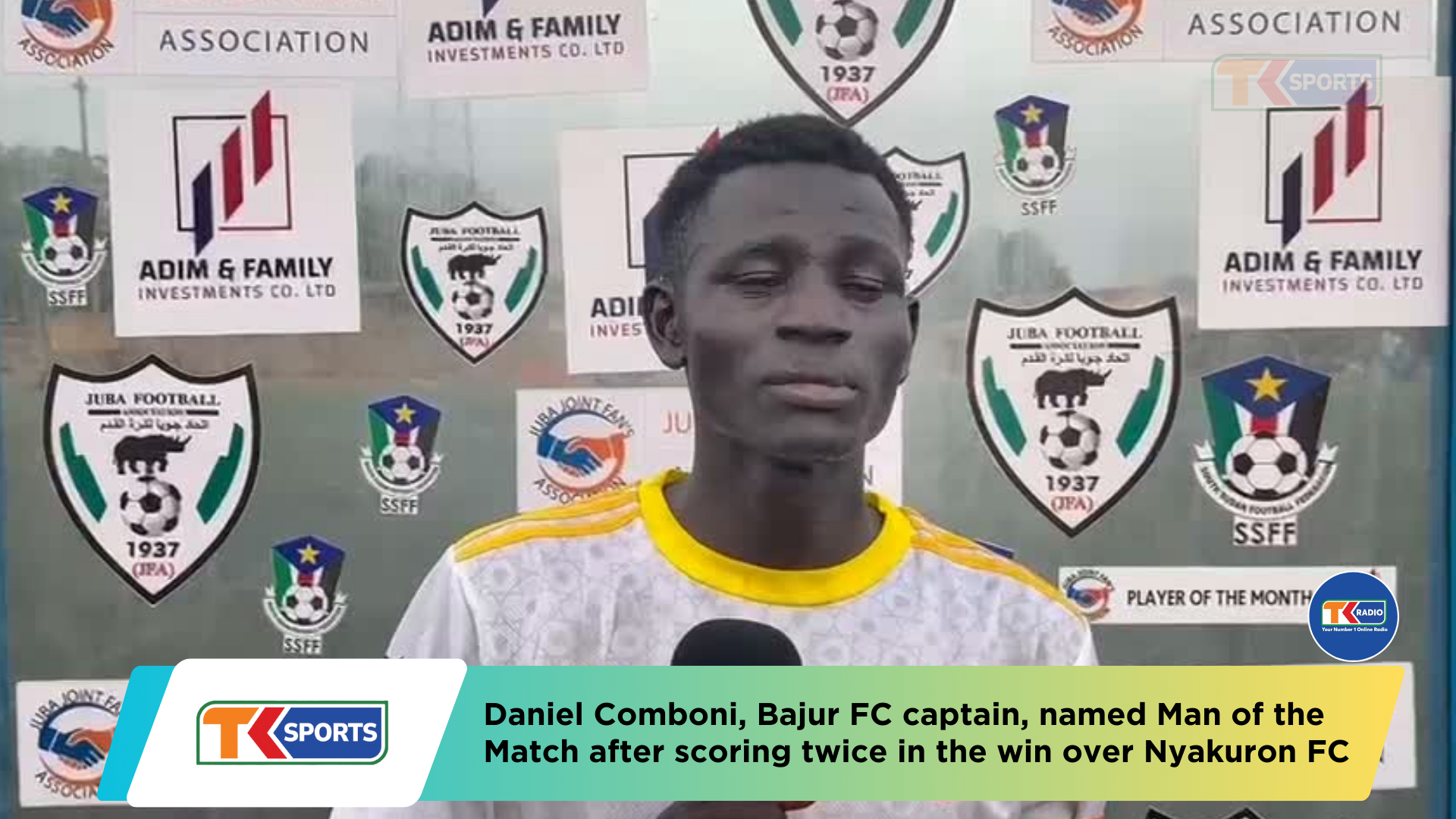 Comboni shines with brace as Bajur FC captain named Man of the Match in win over Nyakuron FC.