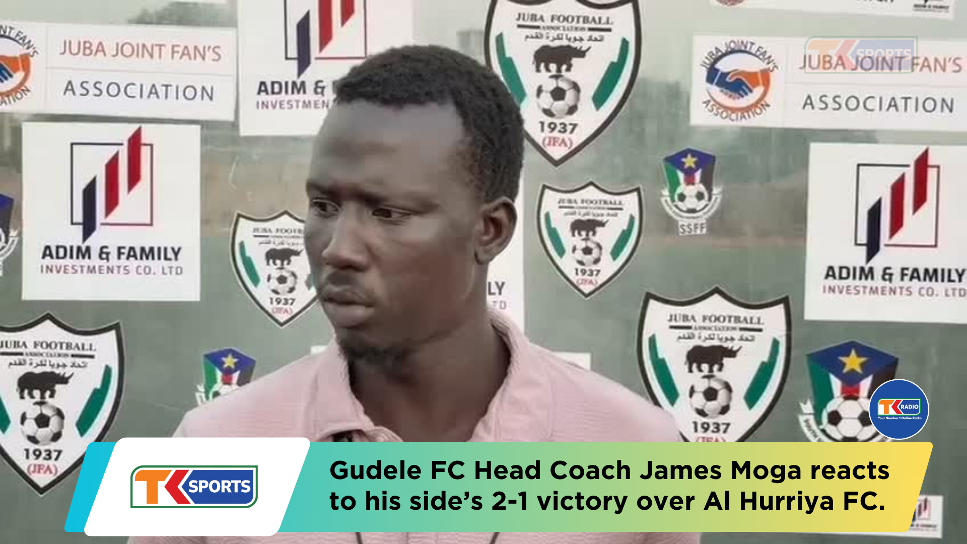 Gudele FC Head Coach James Moga reacts to his side’s 2-1 victory over Al Hurriya FC.