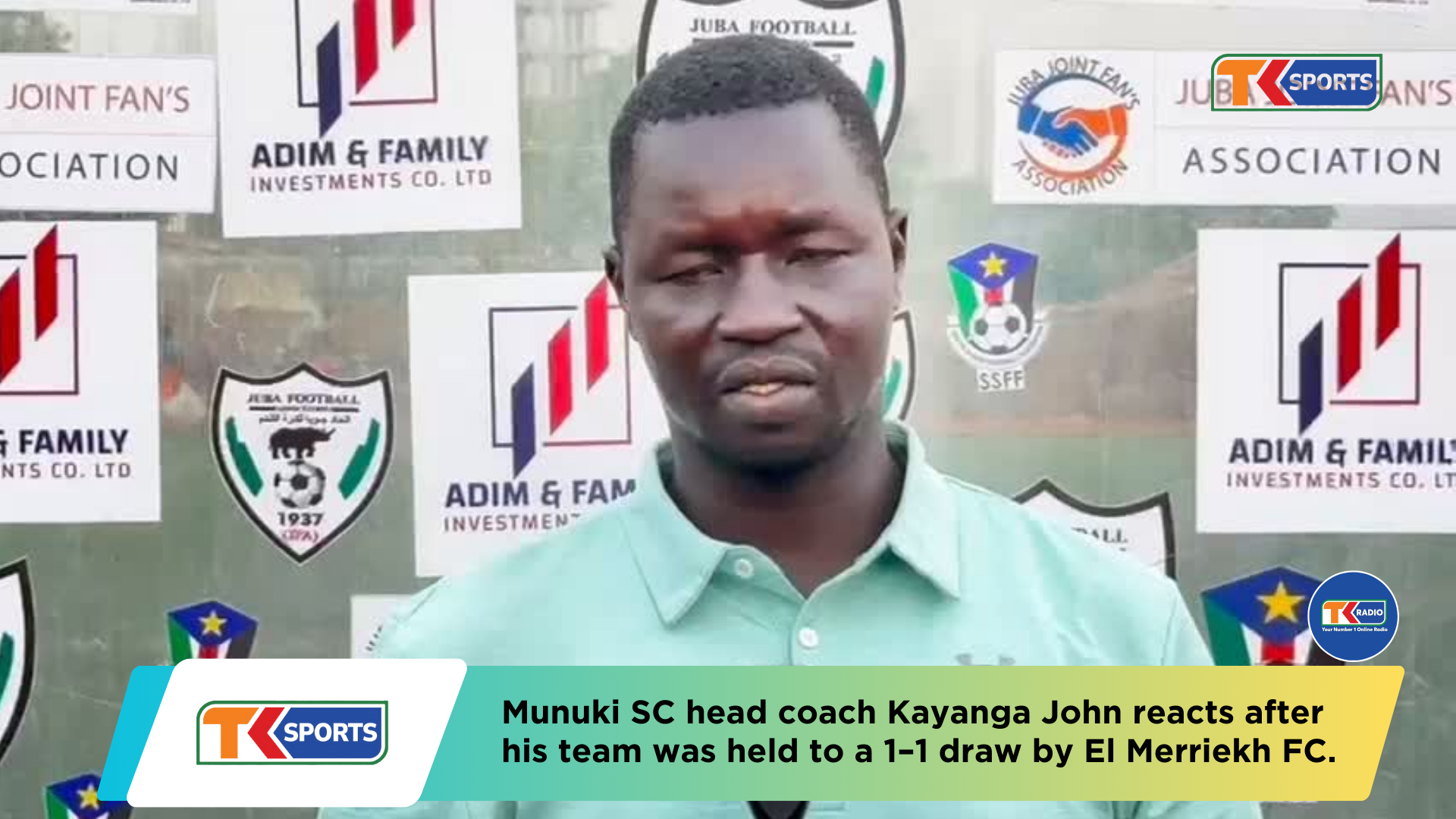 Munuki SC head coach Kayanga John reacts after his team was held to a 1–1 draw by El Merriekh FC