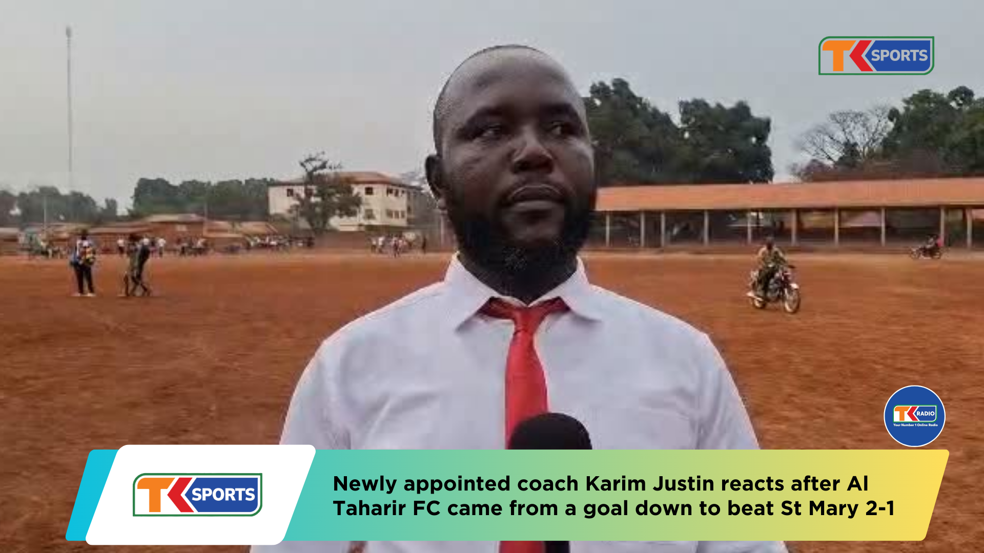 Newly appointed coach Karim Justin reacts after Al Taharir FC came from a goal down to beat St Mary 2-1