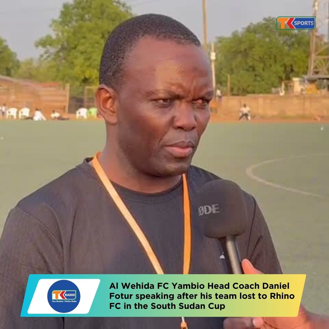 Coach Daniel Fotur speaking to tk SPORTS after Al Wehida FC Yambio lost to Rhino FC
