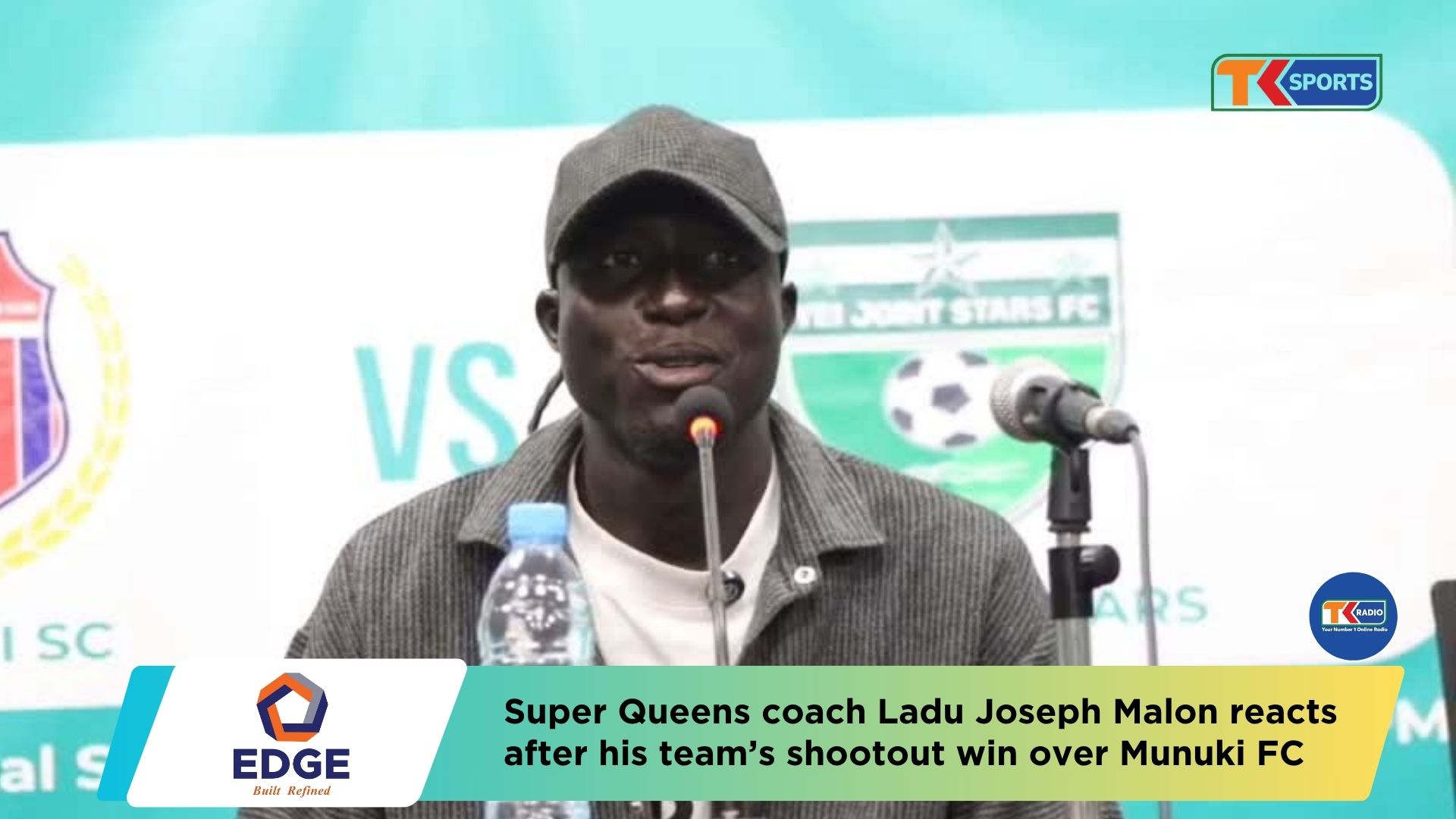 Super Queens coach Ladu Joseph Malon reacts after his team’s shootout win over Munuki FC