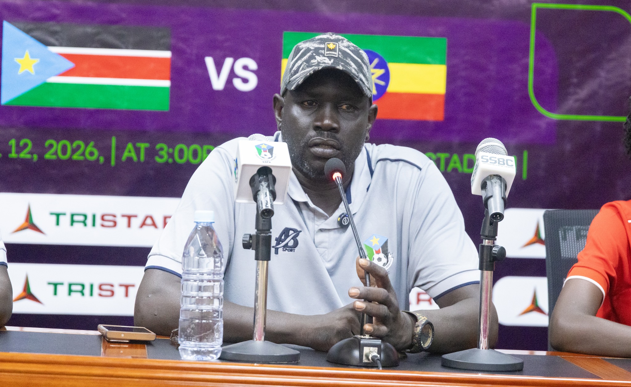 South Sudan U17 Coach Zakaria Moses Ngor speaking after the loss to Ethiopia in the U17 Women World Cup Qualifiers